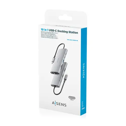USB-C Dock 10 en 1, USB-C a 1xHDMI, 1xDisplayPort, 1xRJ45, 1xUSB-A 10G, 1xUSB-A 5G, 2xUSB-C 10G, 1xUSB-C PD100W, 1xSD, 1xMicroSD, Gris, 20cm - Imagen 7