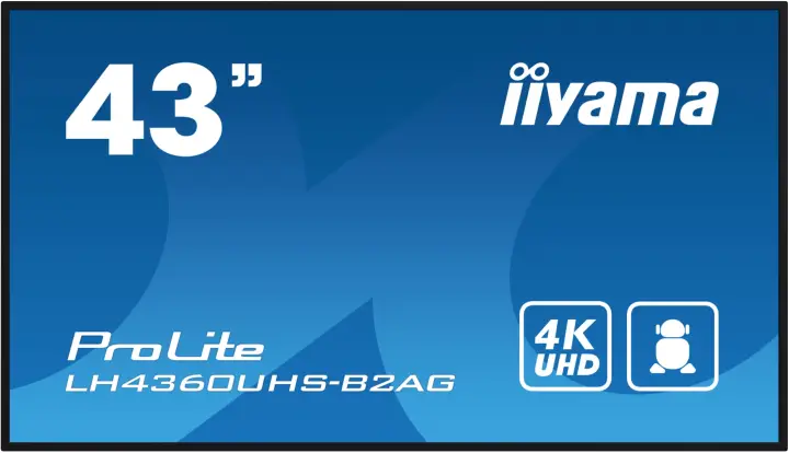 LH4360UHS-B2AG pantalla de señalización Pizarra de caballete digital 108 cm (42.5") LED Wifi 500 cd / m² 4K Ultra HD Negro Procesador incorporado Android 11 24/7
