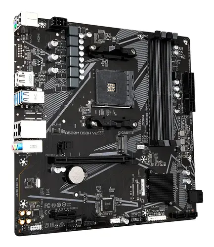Placa base A520M DS3H V2 - Soporta CPUs AMD Ryzen serie 5000 AM4, hasta 4733 MHz DDR4 (OC), PCIe 3.0 x16, LAN GbE, USB 3.2 Gen 1 - Imagen 3