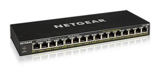 GS316PP No administrado Gigabit Ethernet (10/100/1000) Energía sobre Ethernet (PoE) Negro - Imagen 1