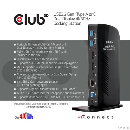 USB3.2 Gen1 Type A or C Dual Display 4K60Hz Docking Station DisplayLink® Certified - Imagen 8