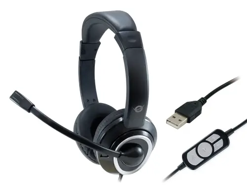 POLONA Auriculares Alámbrico Diadema Llamadas/Música USB tipo A Negro - Imagen 2
