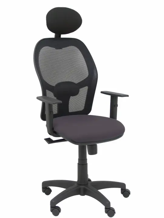 Silla Alocén malla negra asiento bali gris oscuro brazos regulables cabecero fijo