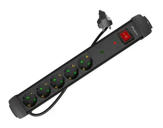 SP1-05F-0150-BK base múltiple 1,5 m 5 salidas AC Interior Negro
