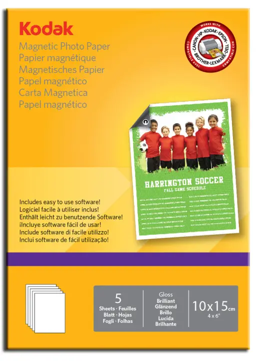 Papel fotografico con soporte magnético A6 en paquetes de 5 hojas