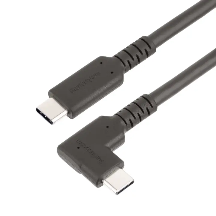 Cable de 2m USB-C Resistente Acodado a la Derecha - USB 3.2 Gen 1 (5 Gbps) - Cable de Transferencia USB Tipo C - DP de Modo Alt 4K 60Hz - PD 100W - Cable USBC de 90 Grados