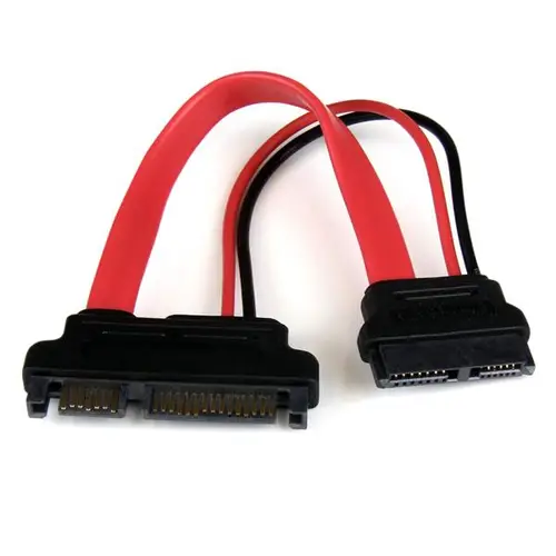 Adaptador Cable SATA 15cm Slimline Línea Delgada a SATA con Alimentación Corriente - Hembra a Macho - Imagen 1
