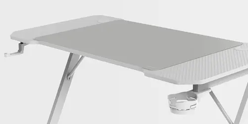 MGD-X120, Mesa Gaming Ergonómica, Superficie en Fibra de Carbono, Estructura Metálica, Alfombrilla XXL, Soporte Auriculares y Bebida, Gestión Cableado, Escritorio PC 120x60cm, Blanco - Imagen 4