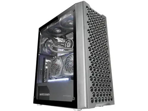 MC-iPRO, Caja Profesional ATX, Rejilla Frontal de Malla 3D, Ventana Lateral Cristal Templado, Ventilador FDB Ultrasilencioso 12cm, Caja PC con Soporte Refrigeración Líquida, Negro - Imagen 2