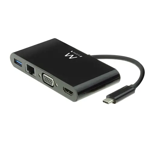 EW9827 base para portátil y replicador de puertos USB 3.2 Gen 1 (3.1 Gen 1) Type-C Negro - Imagen 1