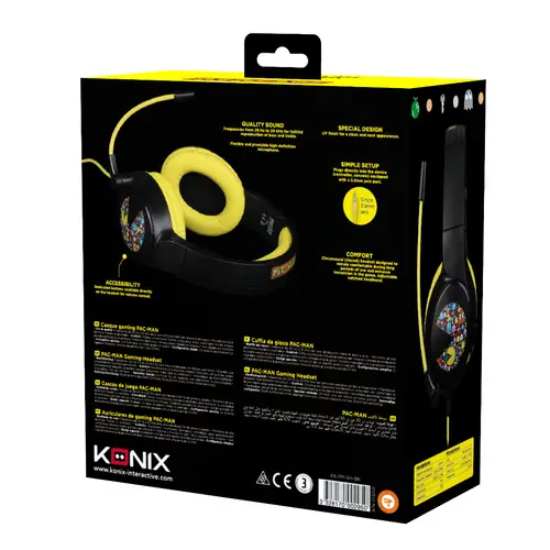 PacMan Auriculares Alámbrico Diadema Juego USB tipo A Negro, Amarillo - Imagen 2