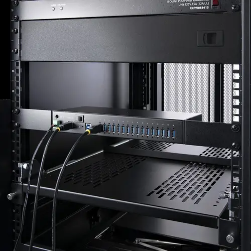 Hub Ladrón Industrial de Metal USB 3.0 5Gbps de 16 Puertos - de Montaje - Alimentación por Bloque de Terminales - Protección ESD - Carga por USB - para 2 Hosts - Imagen 8