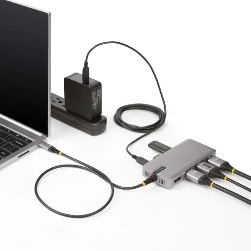 Adaptador Multipuertos USB-C para 3 Monitores - 4K 60Hz Doble + HDMI y DisplayPort 4K 30Hz - Hub USB de 3 Puertos - PD 100W - Docking Station de Viajes - Win/Chrome - Imagen 8