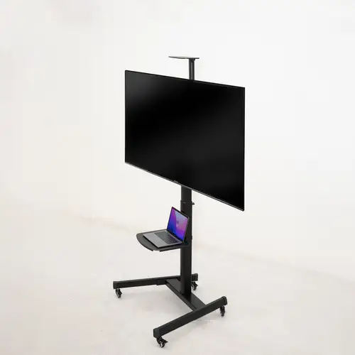 COMETA Soporte de Suelo con Ruedas con Regulación de Altura para Pantallas 37"- 70", Rotación 90°, Negro - Imagen 7