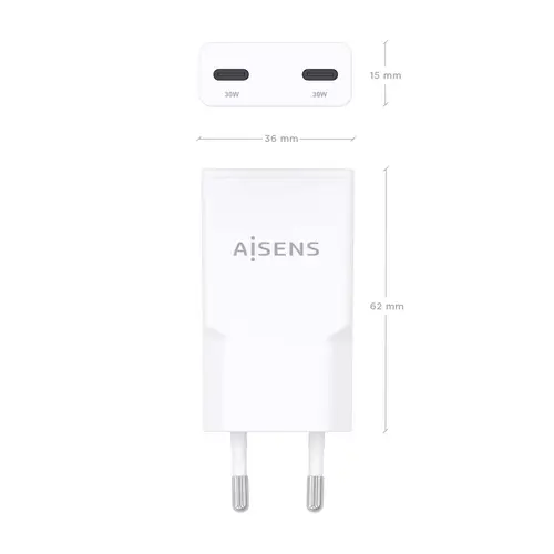 ASCH-30W2P048-W cargador de dispositivo móvil Cámara digital, MP3, MP4, Teléfono móvil, Navegante, Portátil, Consola de juegos portátil, Smartphone, Tableta, Universal Blanco Corriente alterna Carga rápida Interior - Imagen 4