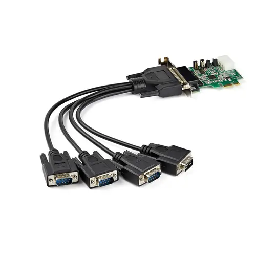 Tarjeta Adaptadora Serie PCI Express RS232 de 4 Puertos - Tarjeta Controladora Serie PCIe RS232 - PCIe a Serie DB9 - UART 16950 - Tarjeta de Perfil Bajo - Windows y Linux - Imagen 1