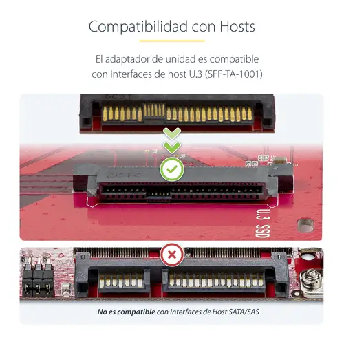 Adaptador M.2 a U.3 para SSDs M.2 NVMe - Conversor Adaptador de Host de Unidad M.2 PCIe a U.3 de 2,5 (SFF-TA-1001) - Cumple con TAA - Imagen 11