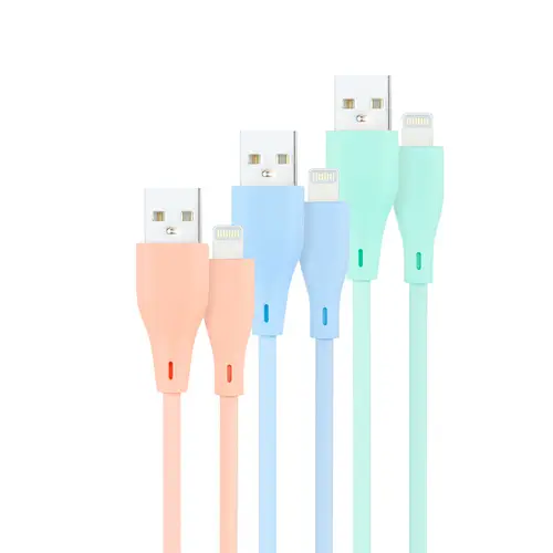 3 Cables Lightning a USB 2.0, Lightning/M-USB A/M, Rosa, Azul y Verde, 1 m - Imagen 1