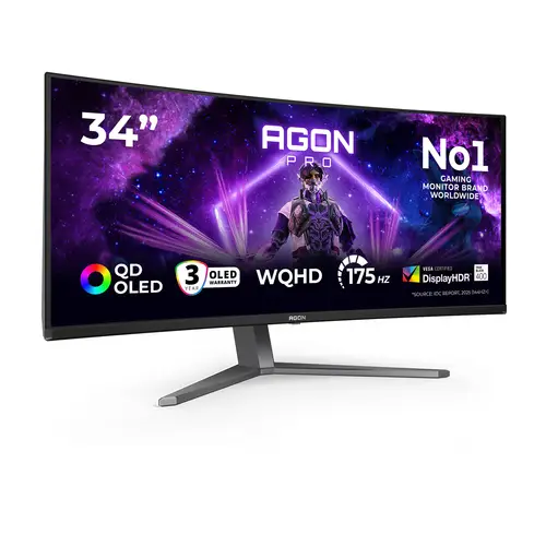 AGON PRO AG346UCD pantalla para PC 86,4 cm (34") 3440 x 1440 Pixeles Wide Quad HD QD-OLED Negro, Gris - Imagen 2