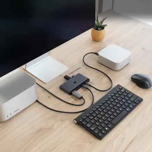 Switch Conmutador KVM 2x USB-C a 3xUSB-A+2xPD+HDMI+DP+Audio - Imagen 2