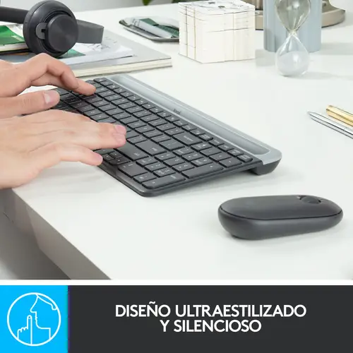 920-009198 teclado Ratón incluido Universal RF inalámbrico QWERTY Español Grafito - Imagen 9