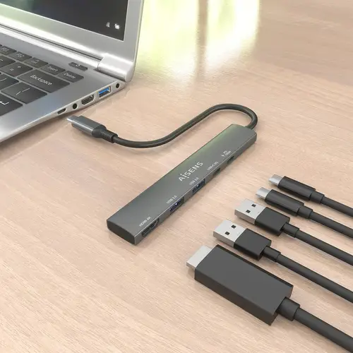 USB-C Dock 5 en 1, USB-C A, 1x HDMI 2x USB-A, 1x USB-C, 1x USB-C PD, Gris, 15cm - Imagen 5