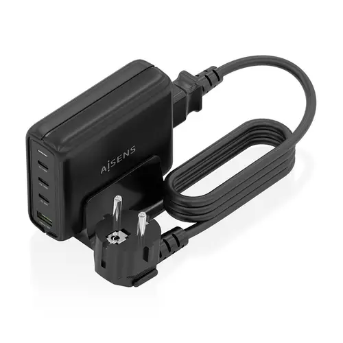 Cargador Sobremesa GaN 140W, 3x USB-C PD3.1 QC4.0 QC5.0, 1x USB-A QC3.0, Negro - Imagen 2