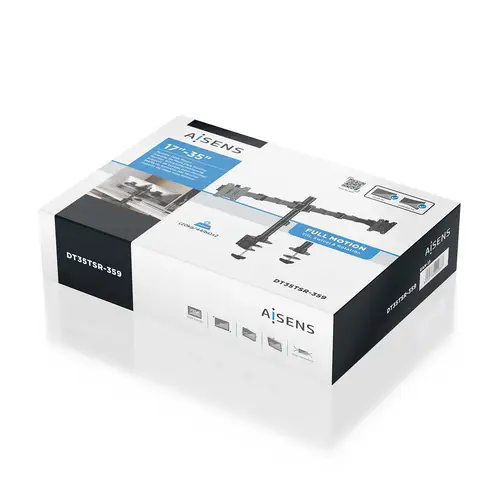 Soporte de Mesa Eco Giratorio e Inclinable para Monitor/TV 20kg (3 Pivotes, 2 Brazos) de 17"-35", Negro - Imagen 6