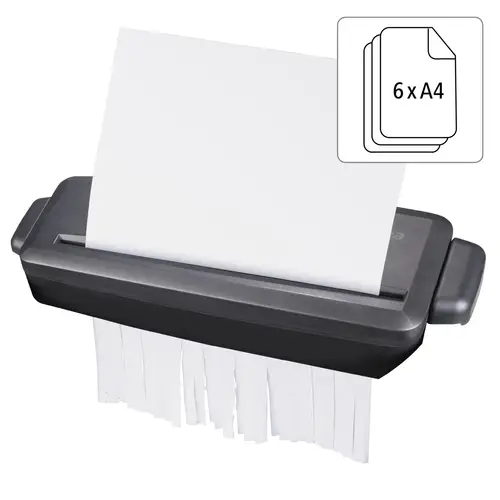 Destructora de papel MINI S6, tamaño del corte 8mm, color negro. - Imagen 5