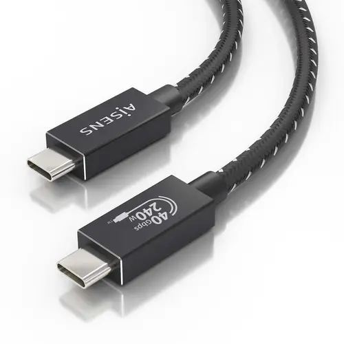 Cable USB4 Gen3x2 Aluminio 40Gbps 8K@60Hz 5A 48V 240W E-Mark, Tipo USB-C/M-USB-C/M, Negro, 0.5m - Imagen 3