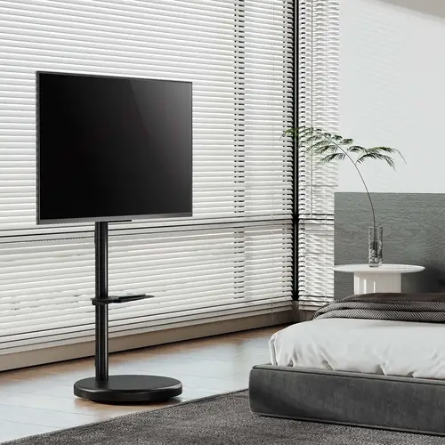 Soporte de suelo con rueda, bandeja para DVD para monitor/TV 50kg de 37-86, Negro - Imagen 4