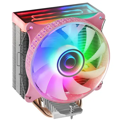 MCPU-VR Rosa, Disipador CPU, Doble Espejo Infinito ARGB, 4 Heatpipes HCT, TDP 180W, Ventilador Ultra-silencioso PWM 12cm - Imagen 1