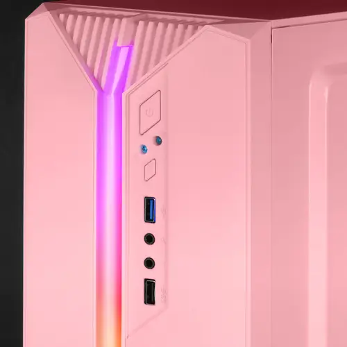 MC-S1, Caja PC Compacta Gaming Micro-ATX, Iluminación ARGB 12 Modos, Ventilador FRGB, Ventana Lateral Completa RGB, Rosa - Imagen 3