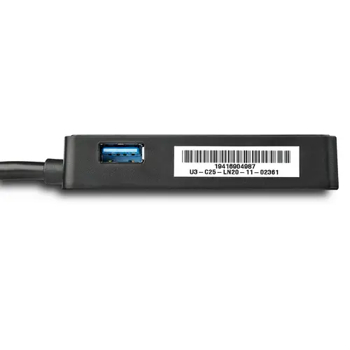 Adaptador Tarjeta de Red NIC Externa USB 3.0 de 1 Puerto Gigabit Ethernet RJ45 y Puerto USB - Negro - Imagen 3