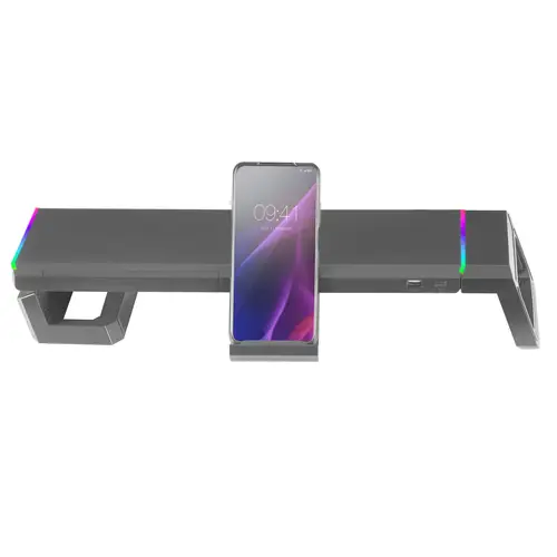 MGS-ONE Negro, Soporte Monitor RGB Chroma, Tamaño Ajustable, Soporte Smartphone y Tablet, USB Frontal 2.0 - Imagen 5