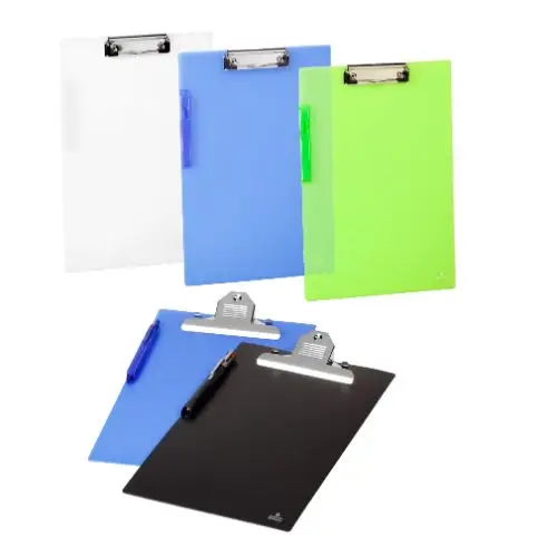 PLACA PORTA-NOTAS POLIPROPILENO CON PINZA TRANSLUCIDO COLOR AZUL ..