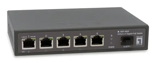 GEP-0625 switch No administrado 2.5G Ethernet (100/1000/2500) Energía sobre Ethernet (PoE) Negro - Imagen 1