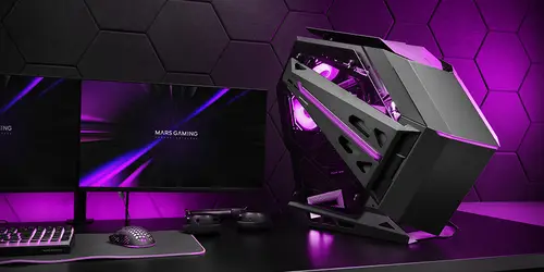 MC-TITAN, Caja Gaming RGB XXL ATX, Doble Tira LED e Iluminación Frontal ARGB, Hub Iluminación + Mando a Distancia, Compatible con Placas Base ARGB, Soporte Refrigeración Líquida, Negro - Imagen 5