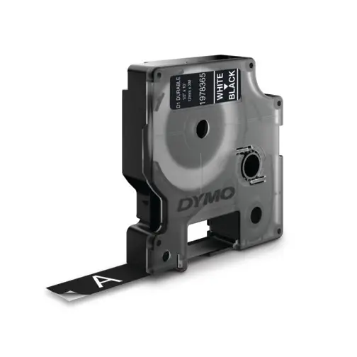 D1 - Etiquetas Durable - Blanco sobre negro - 12mm x 3m