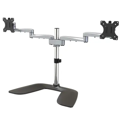 Soporte VESA de Escritorio para Dos Monitores - Soporte Ergonómico para Pantallas hasta 32" con Montaje VESA - Soporte Articulado Autoportante - Altura ajustable - Plata - Imagen 1