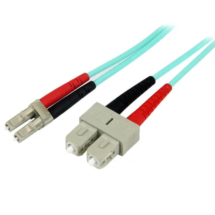 Cable de 2m de Fibra Óptica Multimodo OM3 LC a SC UPC - Full Duplex 50/125µm - para Redes de 100G - LOMMF/VCSEL - Pérdida Baja al Insertar <0.3dB - Cable LSZH