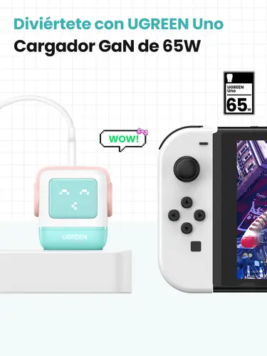Uno RG 65W 3-Port GaN Fast Charger pink blue Ordenador portátil, Teléfono móvil, Portátil, Tableta, Teléfono Azul Corriente alterna Carga rápida Interior - Imagen 5