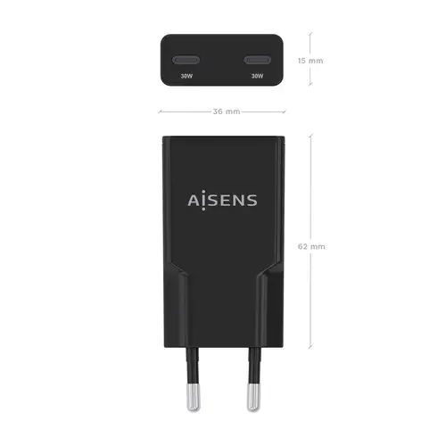 ASCH-30W2P049-BK cargador de dispositivo móvil Cámara digital, MP3, MP4, Teléfono móvil, Navegante, Portátil, Consola de juegos portátil, Smartphone, Tableta, Universal Negro Corriente alterna Carga rápida Interior - Imagen 4