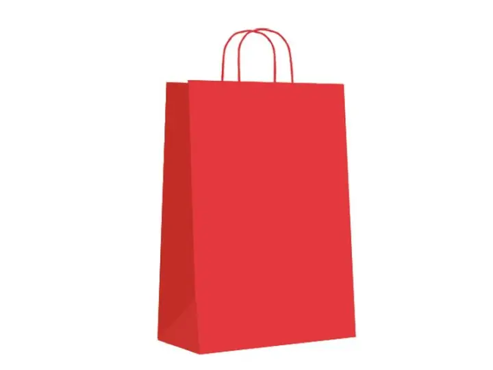 Paq.25 bolsas papel asa retorcida formato m 27+12x37cm 90gr rojo 02004035