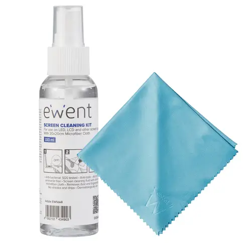EW5668 kit de limpieza para computadora Pantallas / Plásticos, Universal Kit de limpieza para equipos 100 ml - Imagen 1