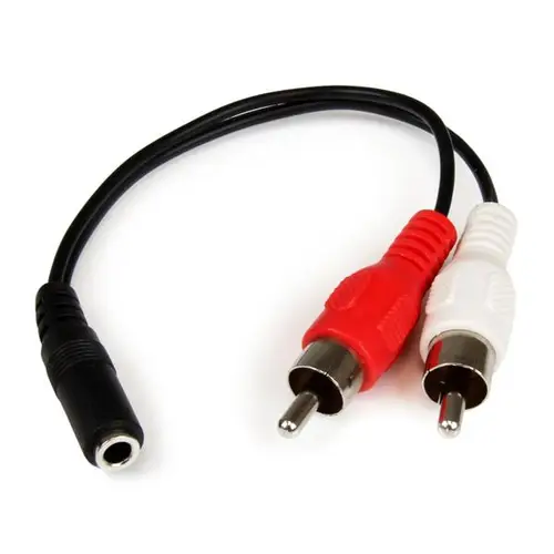 Cable Adaptador de 15cm de Audio Estéreo Mini Jack de 3,5mm Hembra a 2x RCA Macho - Imagen 1
