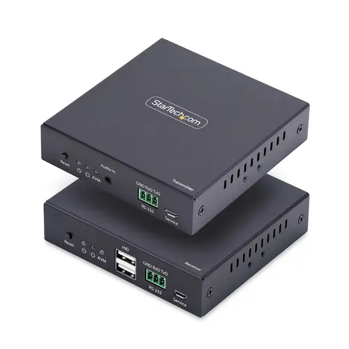 Extensor KVM HDMI 4K 60Hz por Redes Ethernet IP - Alargador KVM HDMI y USB por Ethernet - Sin Controladores - Juego Transmisor/Receptor - AVoIP - Incluye Elementos de Montaje - Imagen 1