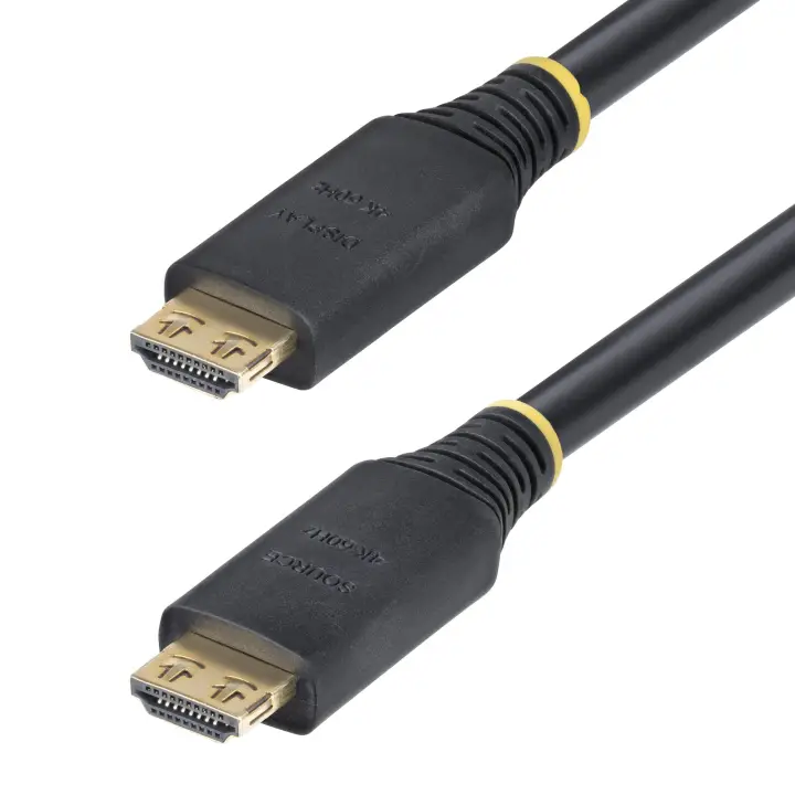 Cable HDMI de Alta Velocidad Activo de 15m - Conectores de Agarre - UHD 4K60Hz/1440p 144Hz - 18Gbps - HDR10/HDCP 2.2/ARC - Cable HDMI para Monitor o Proyector - Recubrimiento de TPE