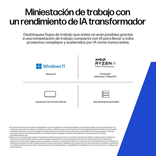 None Copilot+ PC AMD Ryzen AI Max PRO 390 32 GB LPDDR5x-SDRAM 1 TB SSD Windows 11 Pro Mini PC Puesto de trabajo AI Workstation, AI PC Negro - Imagen 8
