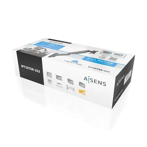 Soporte De Pared Pro Contrapeso Giratorio E Inclinable Para Monitor/tv 9kg (3 Pivotes, 1 Brazo) De 17-32, Negro - Imagen 6